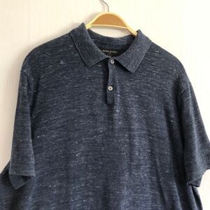 Banana Republic Polo Shirt Mens XXL Blue Heather Jersey Soft Cotton Short Sleeve
